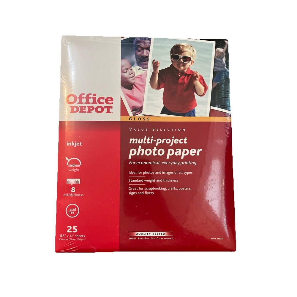 Inkjet Gloss Photo Paper Multi-Project 8.5" X 11" 25 Sheets Acid Free 8mil